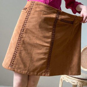 70s Inspired Cato Suede Braided Skirt